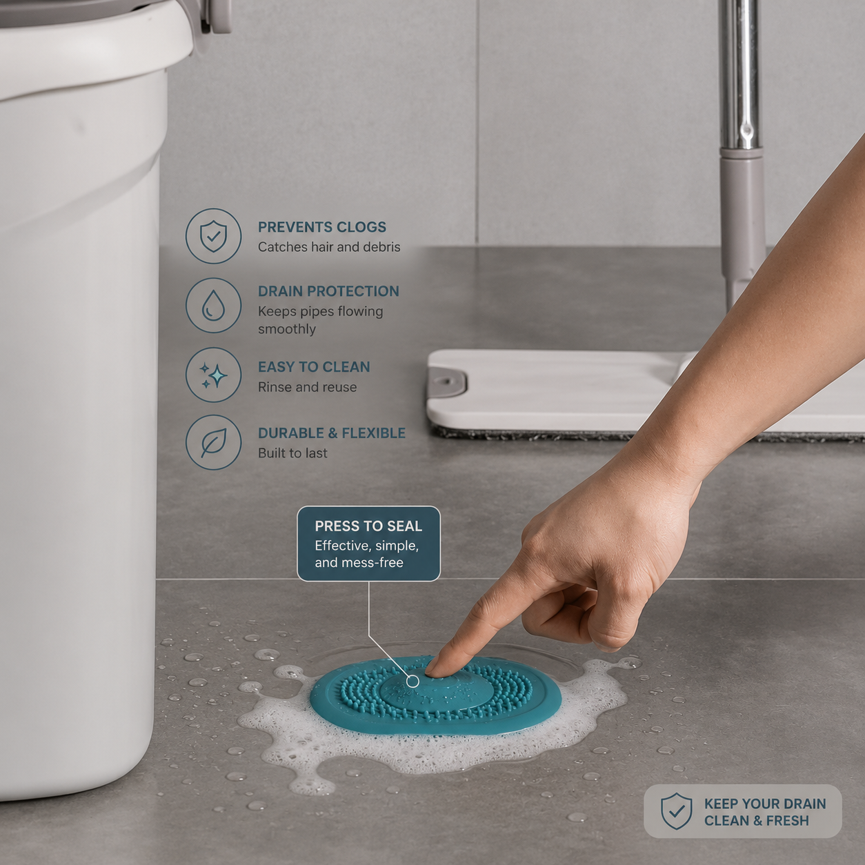 ClogStop™ Silicone Hair Catcher