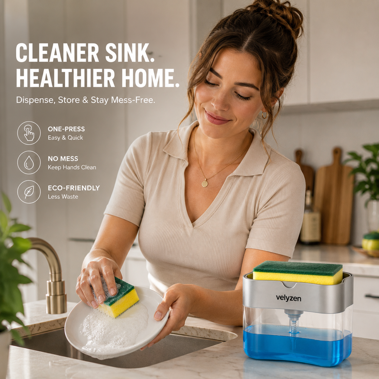 One-Press Soap Dispenser — Suds Up Your Sponge in a Second