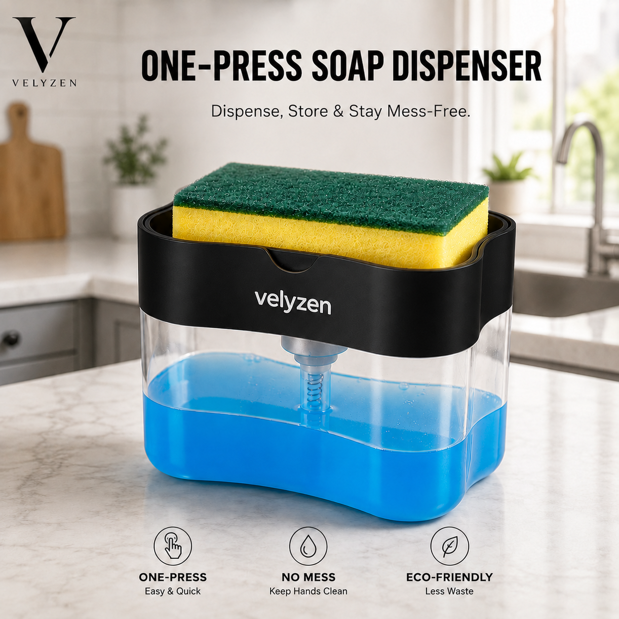 One-Press Soap Dispenser — Suds Up Your Sponge in a Second